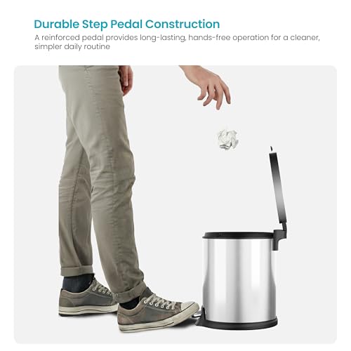 Image of Home Zone Living 1.3 Gallon Small Trash Can with a Step Pedal Lid