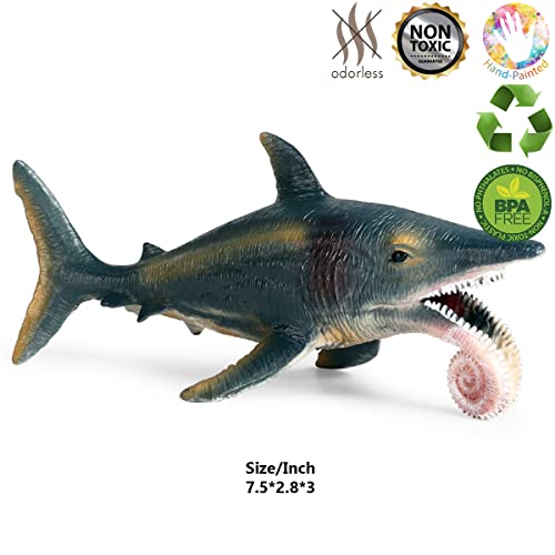 Coyka – Helicoprion Action Figure – Spiral Tooth Shark Toy - Prehistoric Sea Creature – Blue – 7.5 Inch #TOP1