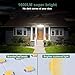 GLORIOUS-LITE Solar Security Lights 2400mAh LED Motion Sensor Light Outdoor, Rechargable 1600lm Solar Flood Light, 5500-6000K, IP 65 Waterproof for Garage, Yard, Porch, Entryways - Black