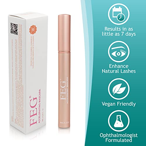 Feg Accelerating Mascara | Mascara And Eyelash Enhancer Serum In One | Creates Longer & Darker Eyelashes | Eyelash Enhancing Serum To Help Lengthen, Thicken And Darken Your Lashes | 6 Ml #TOP2