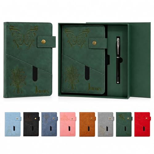 Personalized Leather Journal Gift Set with Gift Box, Custom A5 Notebook & Pen Set, Leather Bound Writing Diary for Men Women, Travel Work School Gifts