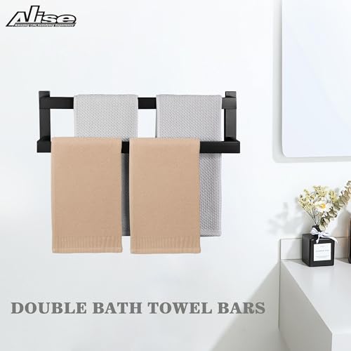 Alise Double Bath Towel Bars Towel Racks for Bathroom Lavatory Wall Mount,Towel Hanger SUS304 Stainless Steel Towel Holder Towel Rail 20 Inch,Matte Black,GOY2500-B
