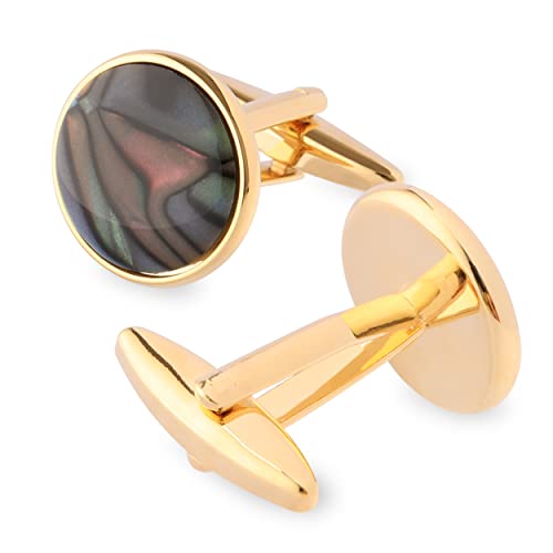 Sogee Gold Plated Mother Of Pearl Cufflinks For Men With Tie Clip Mens Cuff Links Set For Wedding Party Unique Gift #TOP1