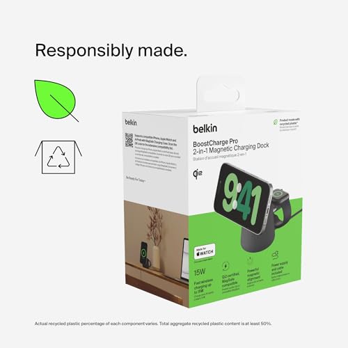 Belkin Qi2 15W Wireless Charging Dock, 2 in 1 Fast iPhone Charger - image 7