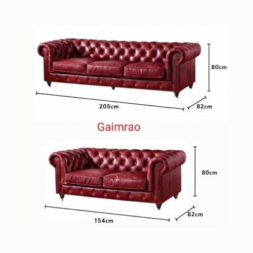 Image of Classic Leatherette Chester Sofa Set Button Tufted, Classic Style Sofa Set 3-Person Sofa for Living Room, Office, and Hallway Colour (Burgundy Leatherette, 3+2+1=6 Seater Sofa)