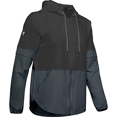 Under Armour Women's Squad 2.0 Water-Repellent Woven Jacket (Small, Black)