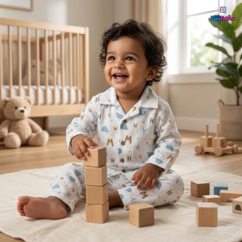 Image of 100% Cotton Muslin Pant Shirt Set | Ultra Soft Breathable Toddler Outfit | Summer Wear Kids Clothing | Skin Friendly Comfortable Fit | SIZE | PRINT