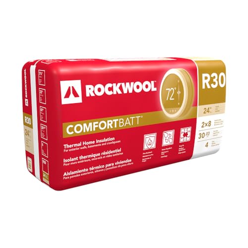 Rockwool RXCB3023 ComfortBatt R30 Stone Wool Batt Insulation 7.25 x 23 x 47 Covers 30 sq. feet and 24 framing Width Fire Resistant