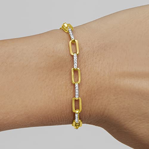 Ross-Simons 0.50 ct. t.w. Diamond Paper Clip Link Bracelet in 18kt Gold Over Sterling3