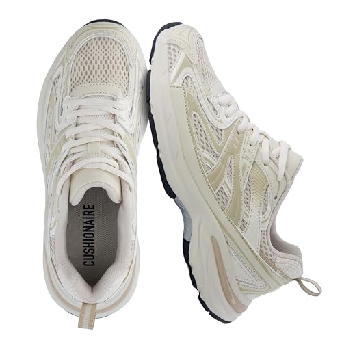 CUSHIONAIRE Sonic Casual Womens Walking Sneakers, Comfortable Lace-Up Chunky Tennis Shoes for Women with Memory Foam