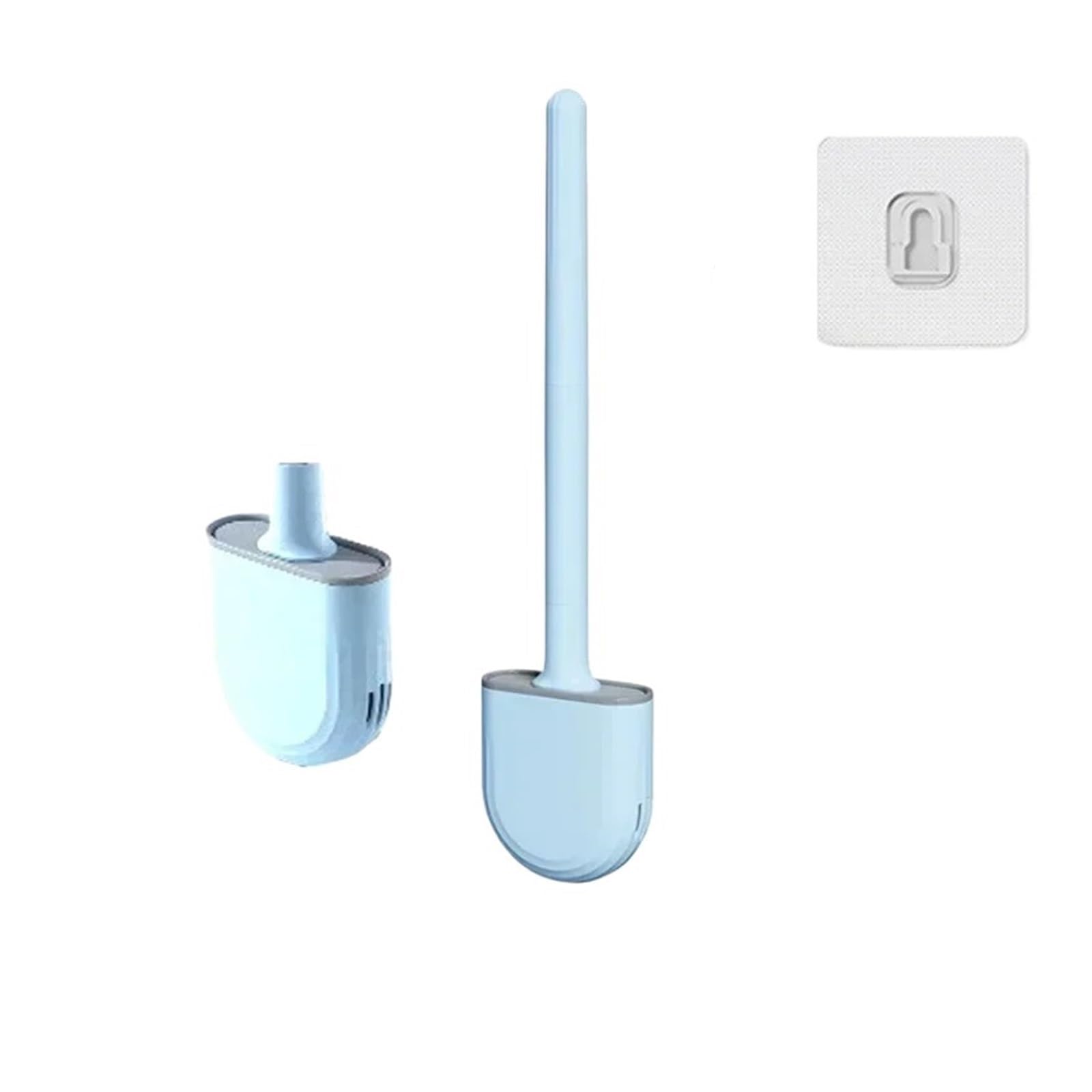 Toilet Brush Toilet Brush For Cleaning Silicone Cleaner Bathroom Wall Mounted Quick Drying Flat Flexible Head(Blue)