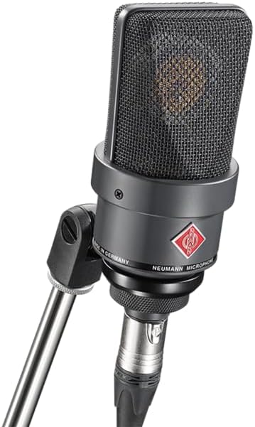 Neumann TLM 103-MT microphone connected to a stand with an XLR cable
