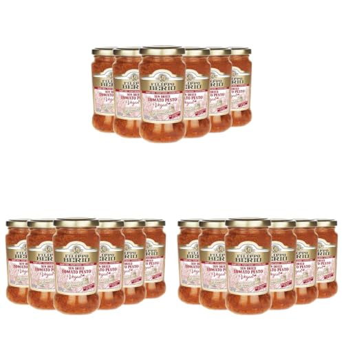 Image of Filippo Berio Sun Dried Tomato Pesto Vegan • Dairy Free • Plant Based • Gluten Free, 6.7 oz ℮ 190 g, 18 Pack