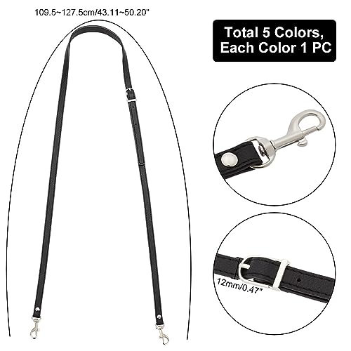 Image of PH PandaHall 5 Colors Adjustable Leather Bag Straps, 43~50 Inch Cross Body Strap for Purse Replacement Purse Strap Handle Handbag Straps with Platinum Buckles for Shoulder Bags Crochet Bags