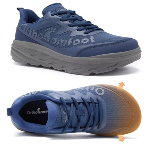 Men's Orthopedic Diabetic Wide Walking Shoes: Wide Toe Box Comfortable Arch Support Plantar Fasciitis Running Sports Sneakers, Casual Flat Feet Swollen Feet Shoes for Foot and Heel Pain Relief