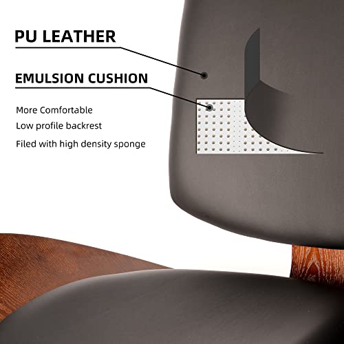 Aoparts Mid Century Modern Shell Lounge Chair, Faux Leather, Scandinavian Furniture Tripod Plywood Classic Design Solid Wood Accent Chairs For Living Room, Reading, Lounge, Office, Salon #TOP6