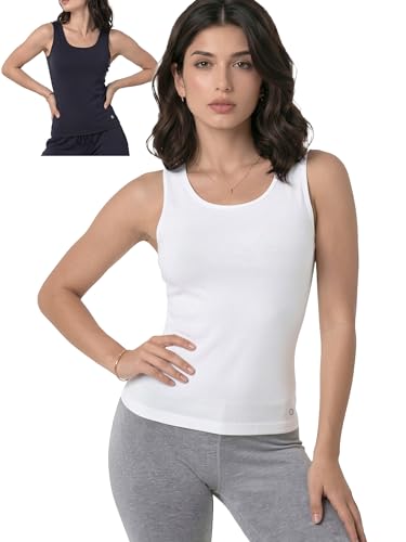 Image of Enamor E025 Essentials Stay New Slim Fit Soft, Naturally Breathable Cotton Fabric Tank Top For Women