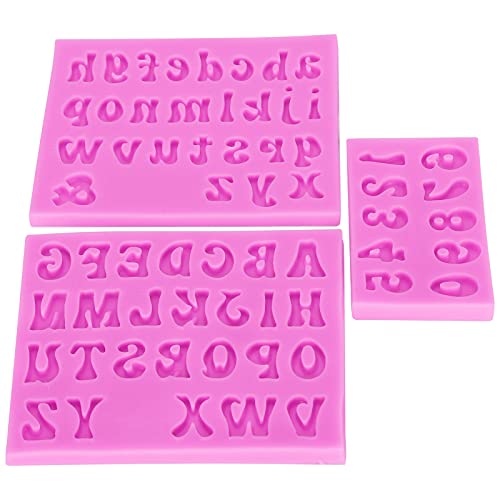 Respicefinem Alphanumeric Silicone Mold for DIY Cake Decoration Pink Uppercase Lowercase Letters and Numbers Kit for Chocolate Clay Soap Making