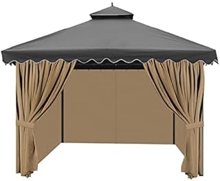 AONEAR Gazebo Privacy Curtains with Zipper 4-Panels Side Wall Universal Replacement for Patio, Outdoor Canopy, Garden and Backyard (Curtain Only) (10' x 10')