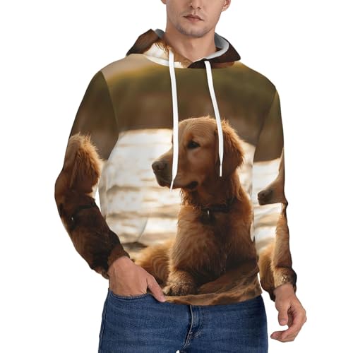 Men's Fleece Pullover Hoodie Long Sleeve Hooded Retriever Sweatshirt Casual Shirts With Pockets 4X-Large Black