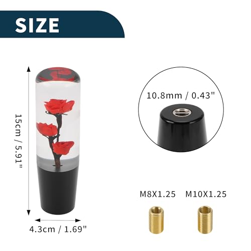 TUCKBOLD Car Shift Knob 15cm | Front Shift Lever Knob Universal for Automatic and Manual Vehicle Acrylic Red with 2 Adapter 1 Set - Thumbnail 6