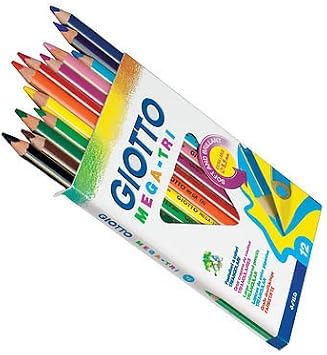 GIOTTO Mega Tri Thick Core Colouring Pencils Pack of 12 Assorted Colours