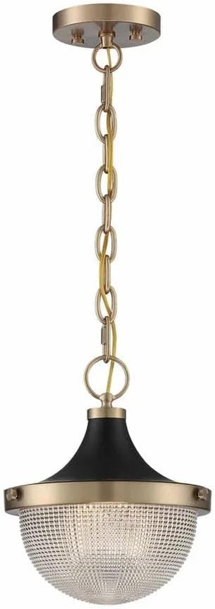 Nuvo Lighting 45923672705 One Light Pendant, Burnished Brass/Black