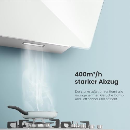 Dunstabzugshaube 60 cm Comfee A+ in Weiß mit Touchscreen und LED
