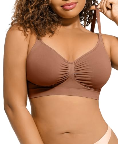 Lover-Beauty Women's Wireless T-Shirt Bra Seamless Bralettes High Elasticity Everyday Bras Comfort Sports Bra Nude Large