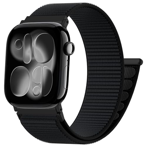 Jiamus Nylon Armband kompatibel mit Apple Watch Armband 44mm 45mm 46mm 49mm 42mm 41mm 40mm 38mm Damen Herren, Sport Loop Band für iWatch Ultra SE 3 2 1 Series 11 10 9 8 7 6 5 4 3 2 1, Schwarz Jiamus Nylon Armband kompatibel mit Apple Watch Armband 44mm 45mm 46mm 49mm 42mm 41mm 40mm 38mm Damen Herren, Sport Loop Band für iWatch Ultra SE 3 2 1 Series 11 10 9 8 7 6 5 4 3 2 1, Schwarz