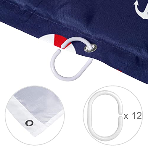 Rideau de douche ancre nautique imperméable lavable 152x183 salle de bain - 5