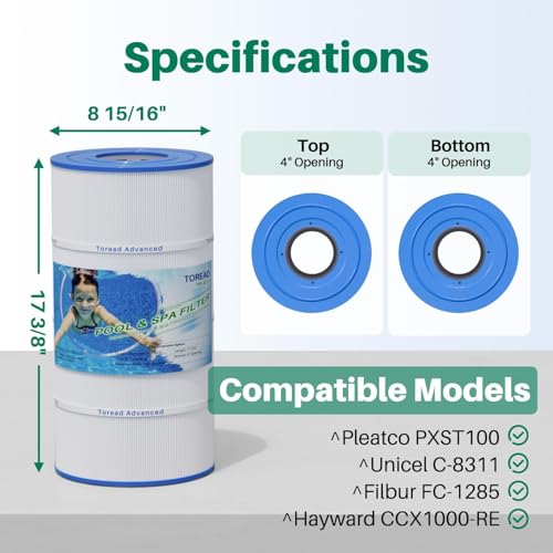 TOREAD PXST100 Pool Filter Replaces Hayward X-Stream CC1000, CCX1000-RE, Pleatco PXST100, Ultral-B6, Unicel C-8311,Filbur FC-1285, 817-0100N/P, Waterway Pro Clean 100, 1 Pack by TOREAD - Image 2