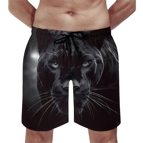 Animal Panther Mens Swim Trunks Quick Dry Hawaii Bathing Suit Board Shorts with Mesh Lining-