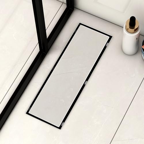 Image of Plantex 304 Grade Stainless Steel Tile Insert Shower Drain Channel /12x4 Inches Waste Water Floor Drain /Invisible Shower Drain Channel with Cockroach Trap - (BH-4104, Chrome)