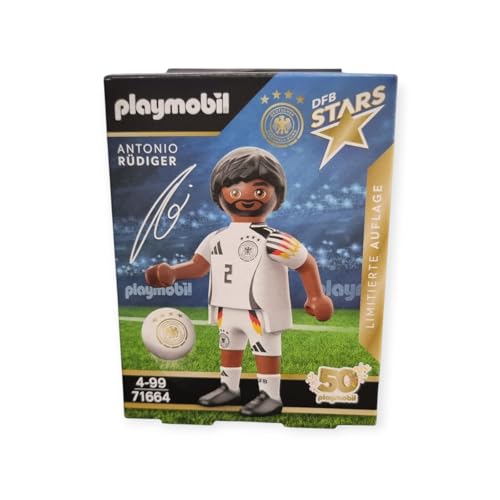 PLAYMOBIL 71664 DFB Stars Antonio Rüdiger - Balón de fútbol nacional para la Copa del Mundo 2024 años