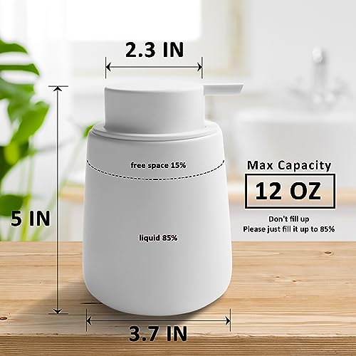 Toozfo Soap Dispenser Ceramic With Easy-To-Press Pump Hand Lotion Liquid Dispenser For Shampoo Bathroom Kitchen 12 Oz White thumb #5