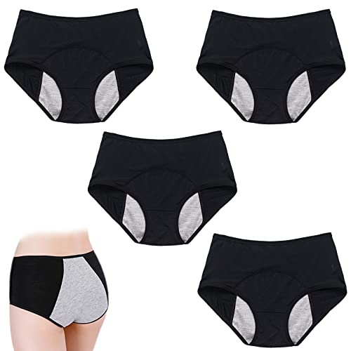 4 Pcs Everdries Leakproof Underwear For Women Incontinence, High Waist Leak Proof Period Protective Panties (Black,6Xl) #TOP5