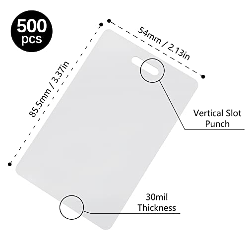 Uzant Pack of 500 White PVC Cards with Vertical Slot Punch on Short Side, CR80 30 mil Standard Credit Card Size, Plastic Blank Cards for Business Office Custom ID Badges, ID Cards, Hall Passes, Crafts - Thumbnail 2