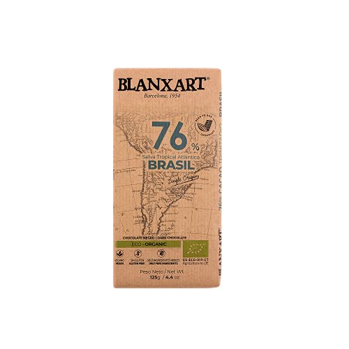 Blanxart Tableta de Chocolate Negro Ecológico- Brasil 76% Cacao 125 g (Pack of 8)