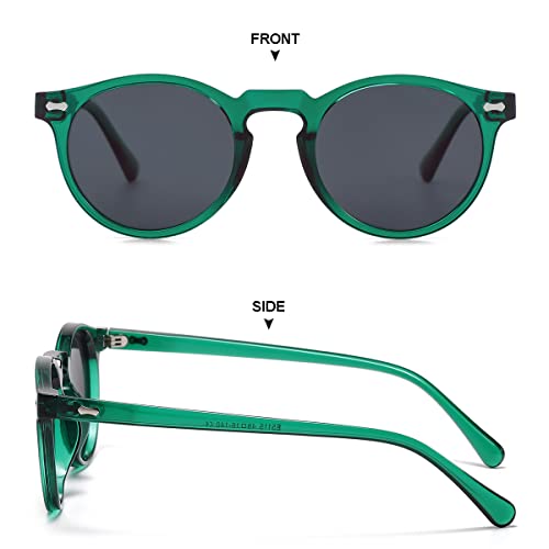 Image of Gleyemor Vintage Polarized Sunglasses for Men Round Sunglasses UV400 Protection Retro Hand-crafted Acetate Frame