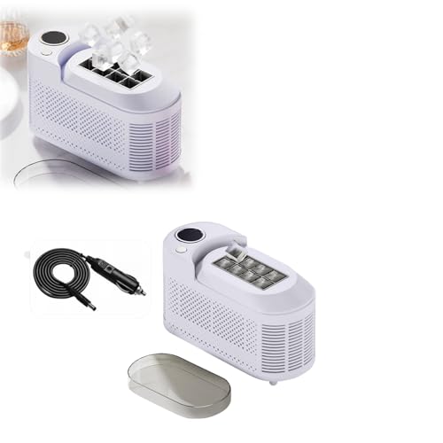 Ice Maker Machine Countertop, Portable Ice Maker Machine, Small Electric Ice Maker with Lid, Convenient Automatic Ice Box for Home Car Camping Office Bar (Purple+1pc car Adapter)