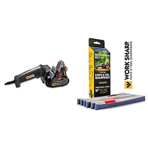 WORK SHARP wskts Schärfgerät Knife and Tool Sharpener-Afilador de Cuchillos, Color Negro, Men's, Nergo, S + Sharp, Afilador de cuchillos y herramientas Fine 6000 Grit Reemplazo del kit de cinturón