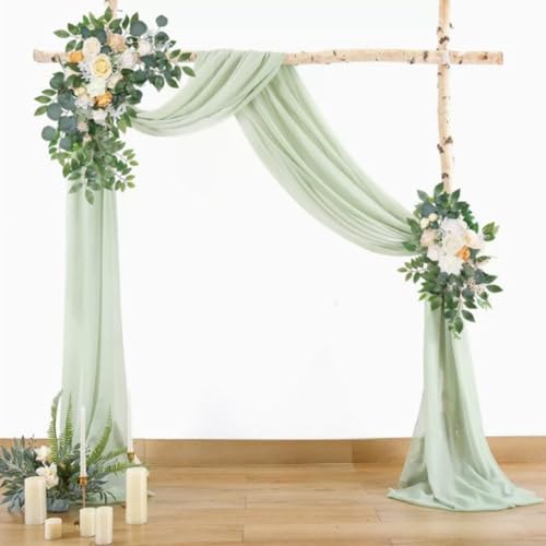 FUANA Tela de gasa transparente para bodas, 300 x 75 cm, telón de fondo de poliéster, despedidas de soltera, fiestas al aire libre y ceremonias de iglesia
