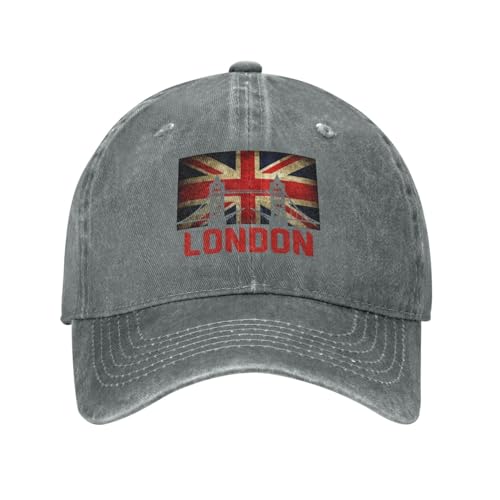 UK British Flag London Trucker Baseball Cap Gray