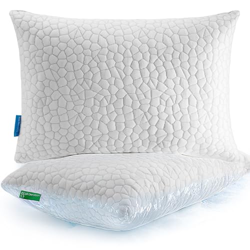 SUPA MODERN Cooling Pillow For Sleeping, Shredded Memory Foam Pillows Queen Size 2 Pack Bed Pillow For Side Back Stomach Sleepers, Adjustable Cool Pillows For Hot Sleepers With Washable Cover