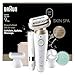 Braun Silk·épil 9 Flex SkinSpa, All-in-One Set, Epilator with 360° Flexible Head for Easy Hair Removal, Wet & Dry, Lasting Smooth Skin, Includes Body Trimmer, 9-481 3D, Gold
