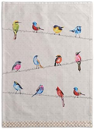 Maison d' Hermine Birdies On Wire 100% Cotton Set of 2 Multi-Purpose Kitchen Soft Absorbent Dish Towels | Tea , Bar Towels (20 Inch by 27.50 Inch)