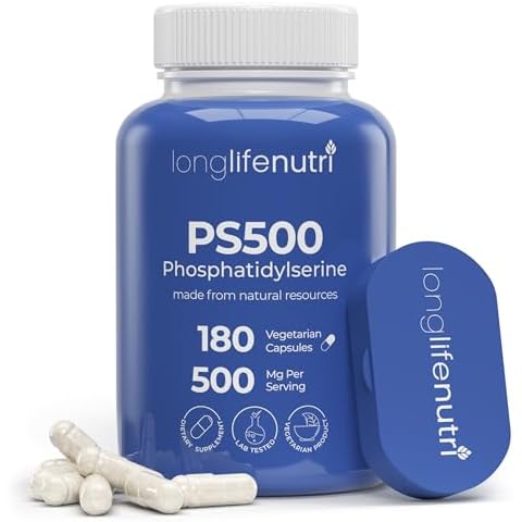 Phosphatidylserine Pure 500mg – 180 Vegetarian Pills, 3-Month Supply, Supplement for Strengthening Memory, Focus & Cognitive Function, Made in USA, Lab Tested, Soy Free, Non GMO Cover