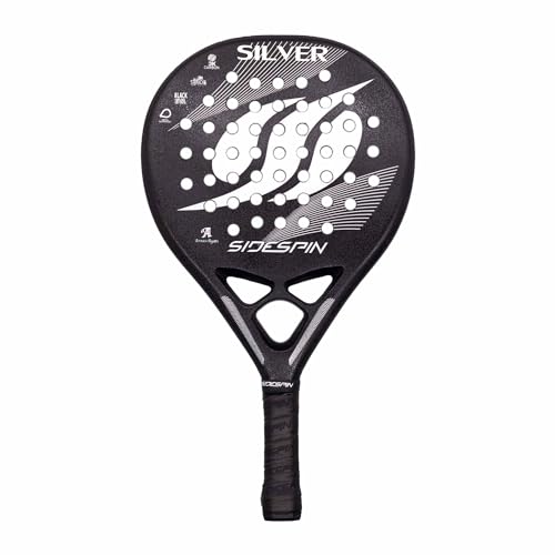 SideSpin - Pala de Padel Silver 3K Full Carbon | Potencia y Control Avanzados | Diseño Efecto Arenoso | Ideal para Padel Profesional, Color Negro, Talla Única, Material 100% Full Carbon 3K