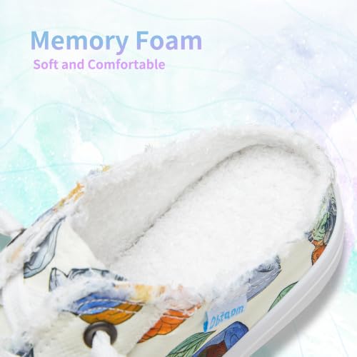 Image of Obtaom Women Canvas Mules Memory Foam Clipper Fashion Sneakers Comfortable Slip-On Mule Backless Holiday Shoes
